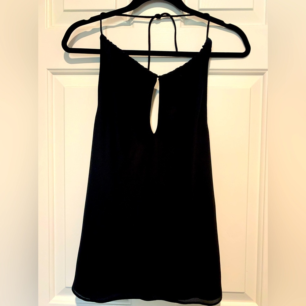 Night Way halter chiffon top, fully lined, black, size Medium